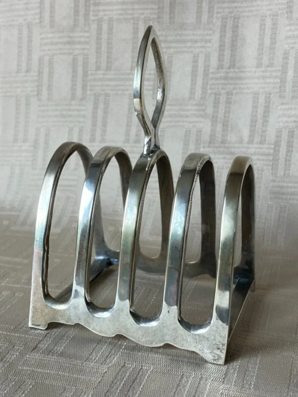 Vintage Silver Plated 4 Slot Toast Rack/Letter Holder Spade Handle